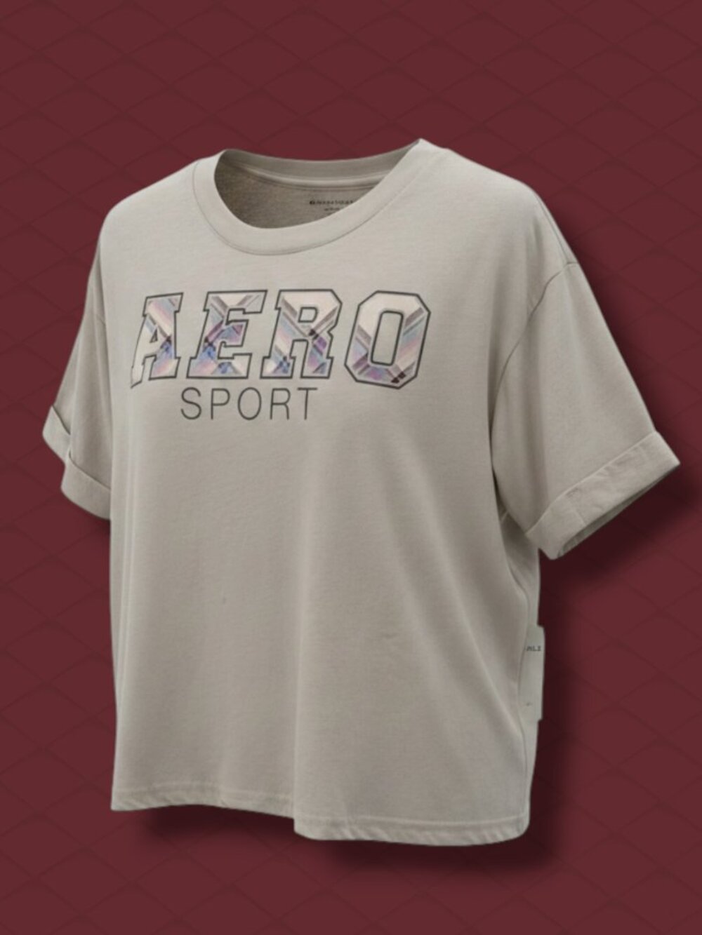 Aeropostale Sport Beige Plaid Logo T-Shirt M NWT